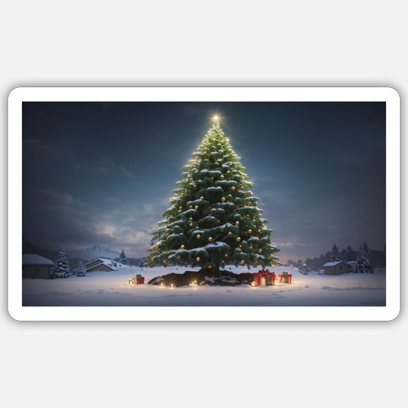 Winterlicher Weihnachtsbaum mit Geschenken - Sticker Größe S (10 x 10 cm) - Mattweiß