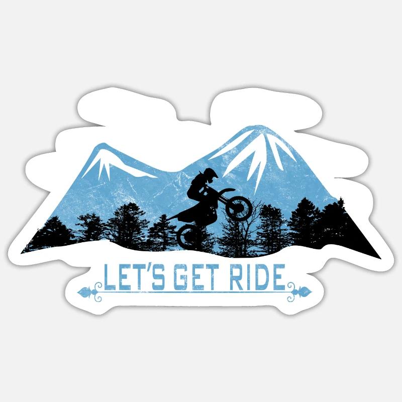 LET'S GET RIDE - Sticker taille S (10 x 10 cm) - blanc mat