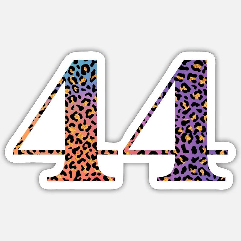 44e anniversaire léopard - Sticker taille S (10 x 10 cm) - blanc mat