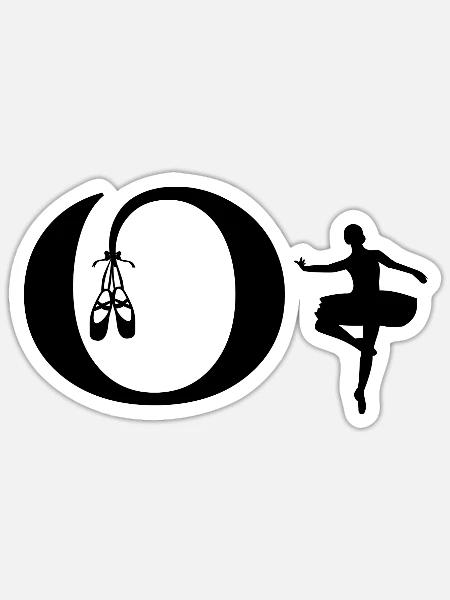 Buchstabe o Ballerina - Sticker Größe S (10 x 10 cm) - Mattweiß