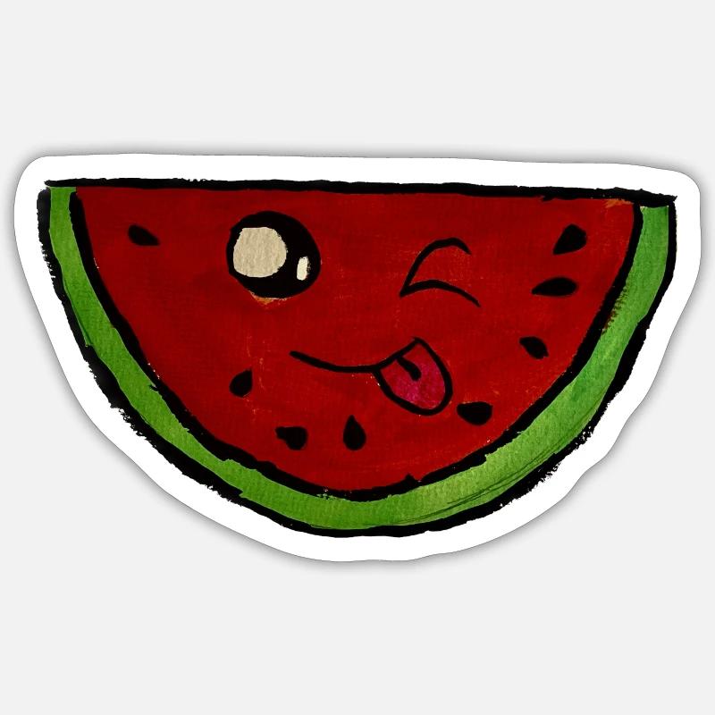 Pastèque vivante - Sticker taille S (10 x 10 cm) - blanc mat