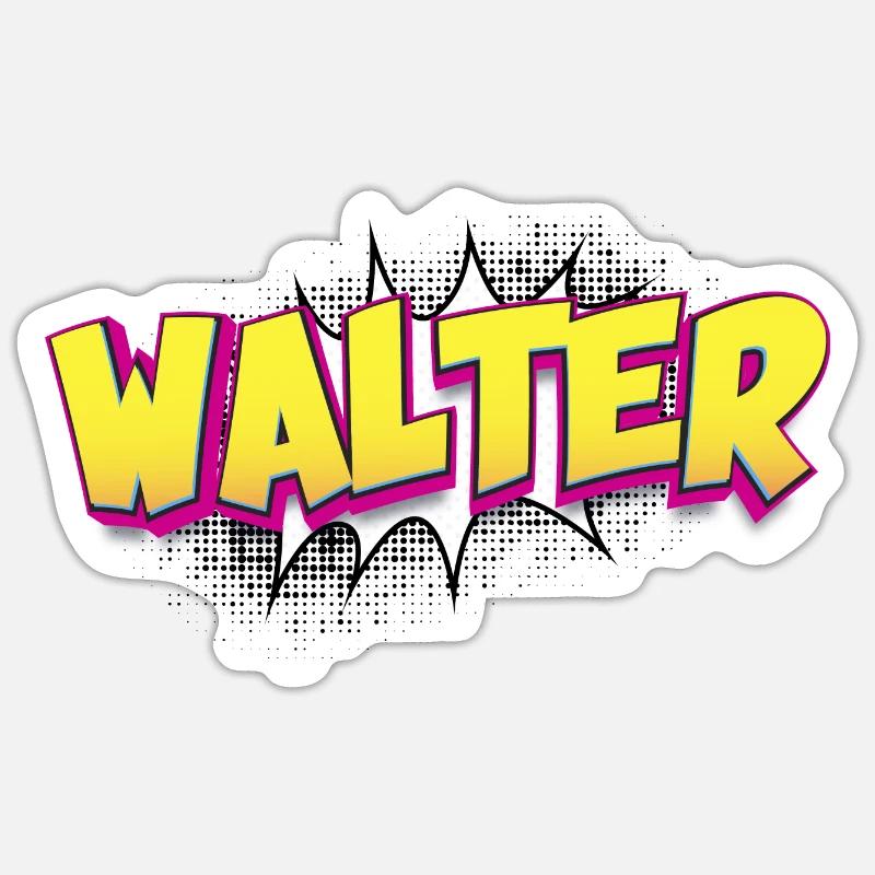 Walter Custom Name Comic Book Style Pop Art, Sticker size S (10 x 10 cm)