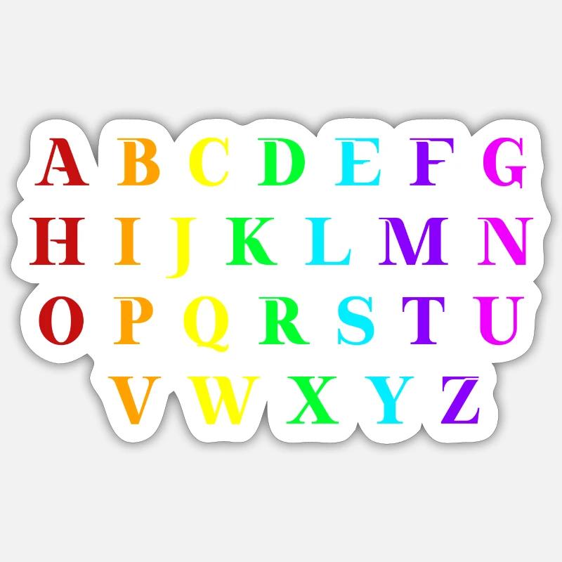 ABC Alphabet Geschenkidee Regenbogen Grundschule - Sticker Größe S (10 x 10 cm) - Mattweiß
