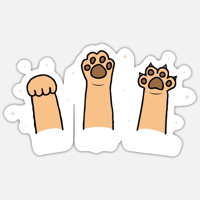Pierre Papier Ciseaux Jeu De Main Chat Mignon Avec Drôle - Sticker taille S (10 x 10 cm) - blanc mat