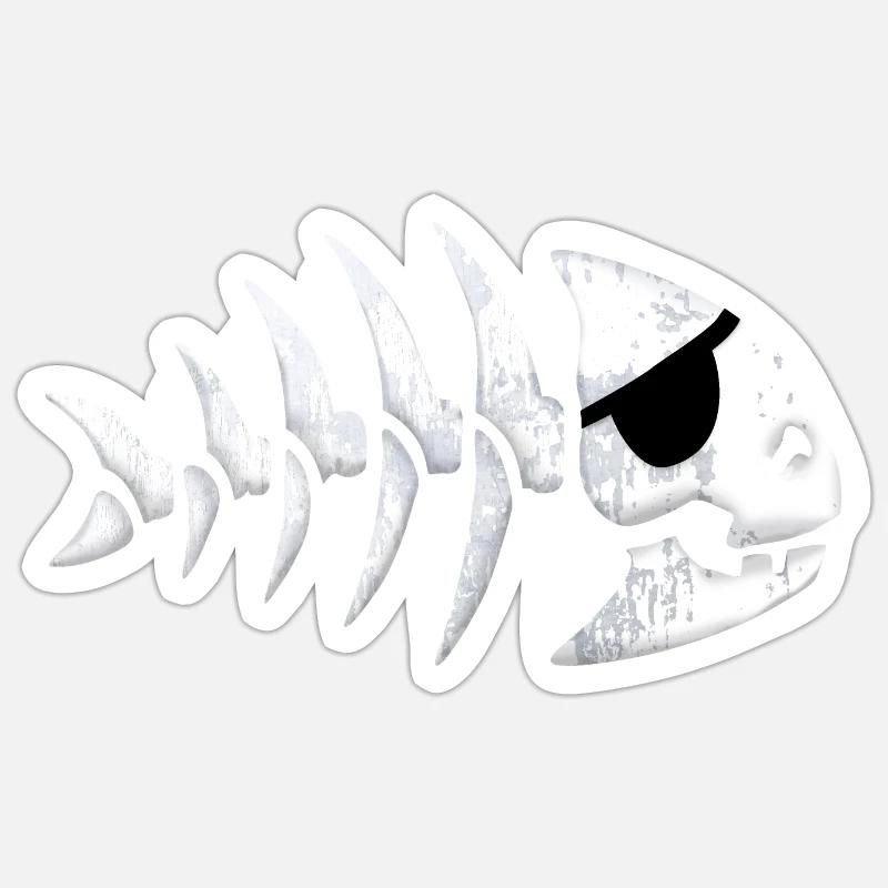 Poisson pirate - Sticker taille S (10 x 10 cm) - blanc mat