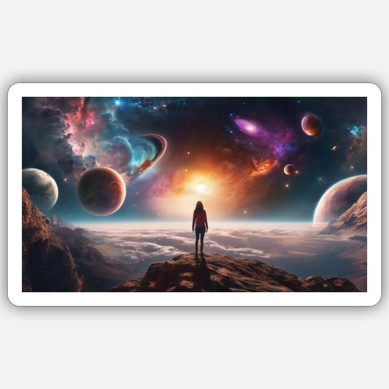 Vue dans l’espace - Sticker taille S (10 x 10 cm) - blanc mat