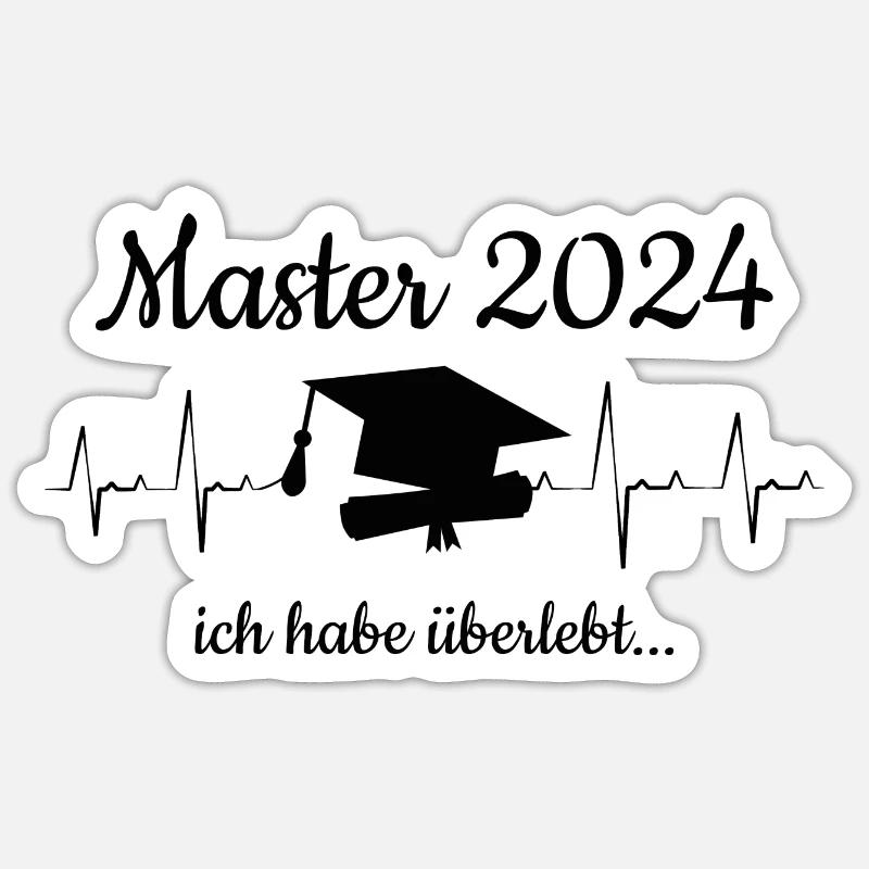 Masterabschluss Master Studium überlebt Puls Herz Sticker Größe S (10 x 10 cm)