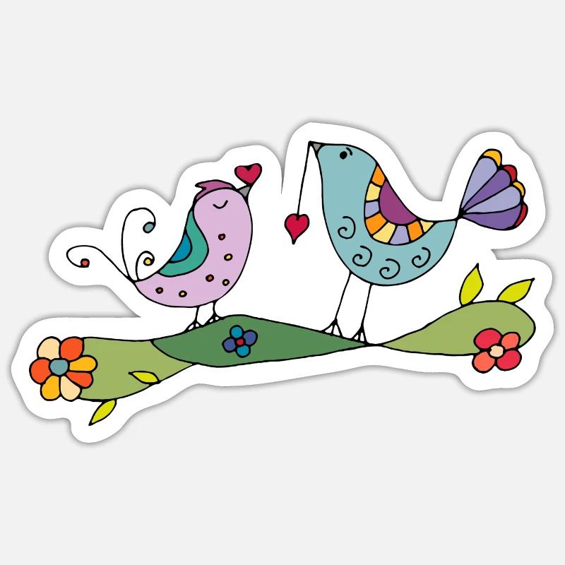 Oiseaux - Sticker taille S (10 x 10 cm) - blanc mat