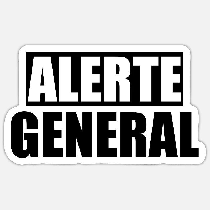 Alerte général - Sticker taille S (10 x 10 cm) - blanc mat