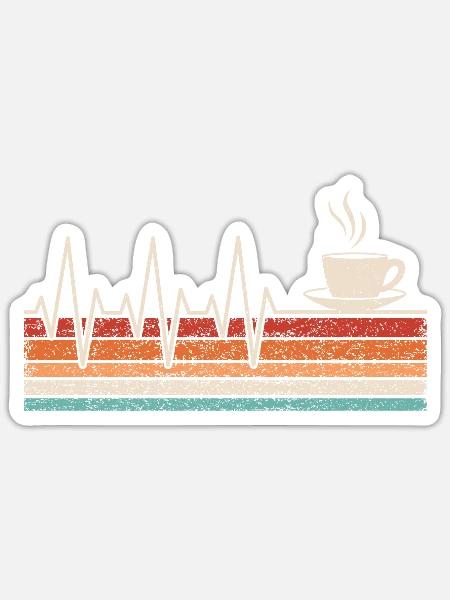 Kaffeetrinker Herzschlag - Sticker Größe S (10 x 10 cm) - Mattweiß