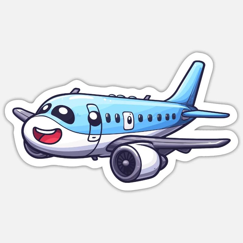 Niedliches Flugzeug - Sticker Größe S (10 x 10 cm) - Mattweiß