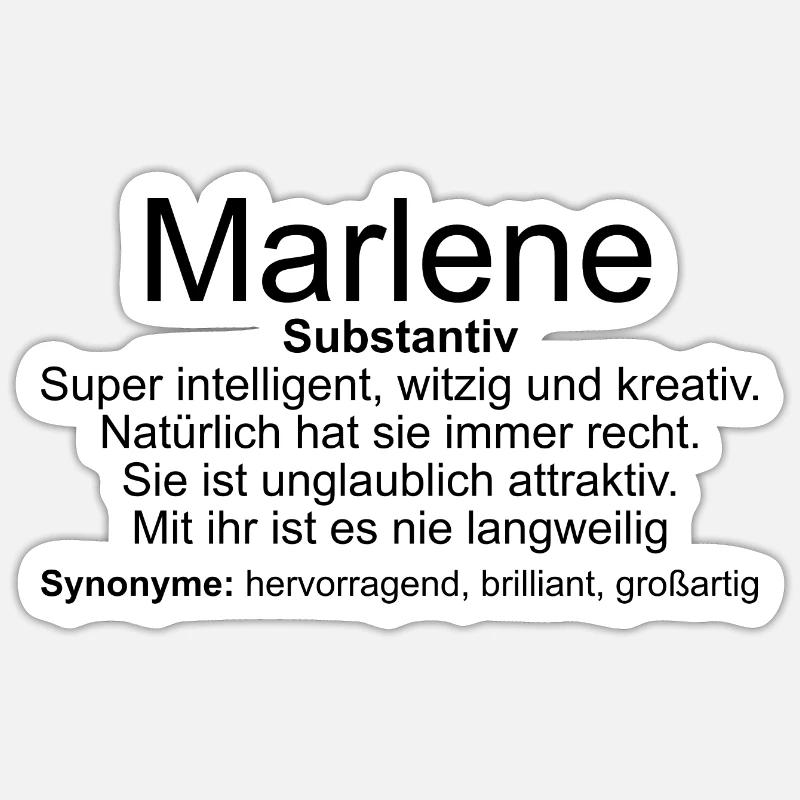 Nom Définition Marlene - Sticker taille S (10 x 10 cm) - blanc mat
