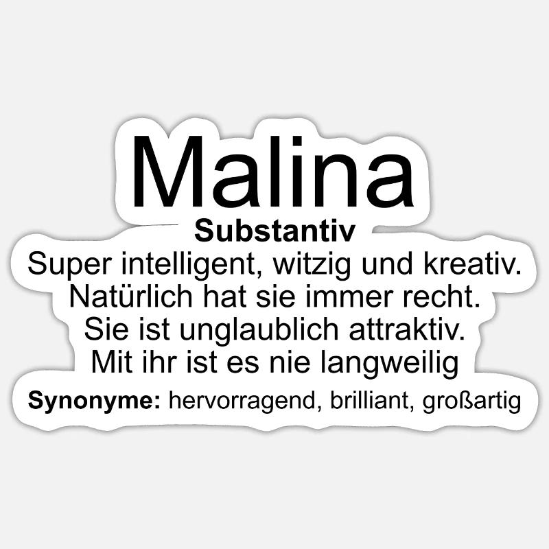 Name Definition Malina - Sticker Größe S (10 x 10 cm) - Mattweiß