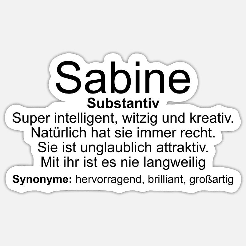 Nom Définition Sabine - Sticker taille S (10 x 10 cm) - blanc mat