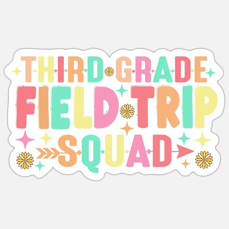 Escouade d’excursion scolaire de 3e année pour les élèves enseignants de troisième année - Sticker taille S (10 x 10 cm) - blanc mat