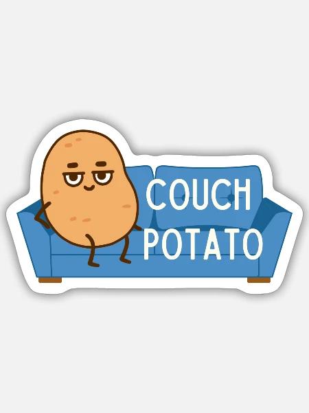 COUCH POTATO - Sticker Größe S (10 x 10 cm) - Mattweiß