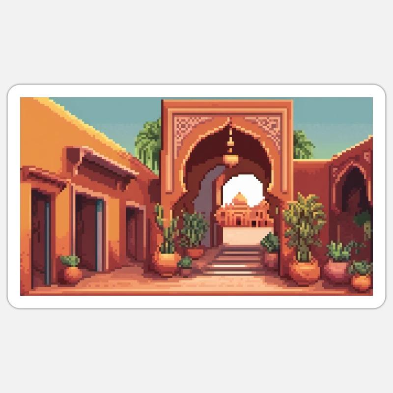 Marrakech, Maroc - Pixel Art Sticker taille S (10 x 10 cm)