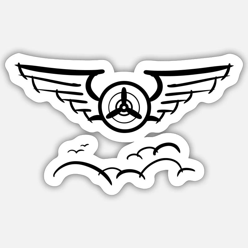 Aviation Symbol Luftwaffenschwinge Flugzeug Pilot - Sticker Größe S (10 x 10 cm) - Mattweiß
