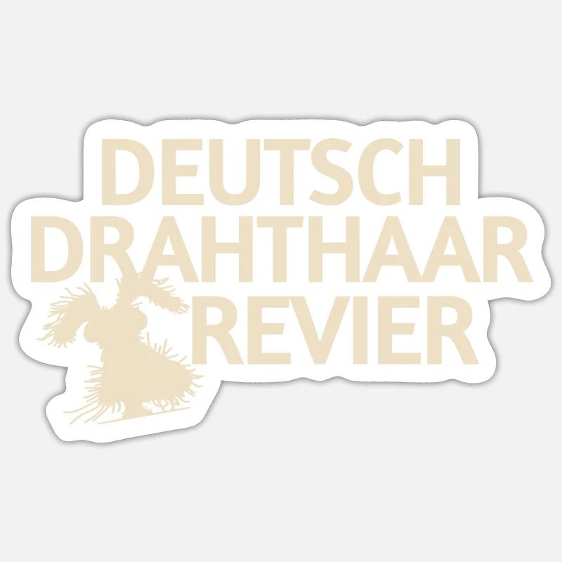 Deutsch Drahthaar - Sticker Größe S (10 x 10 cm) - Mattweiß