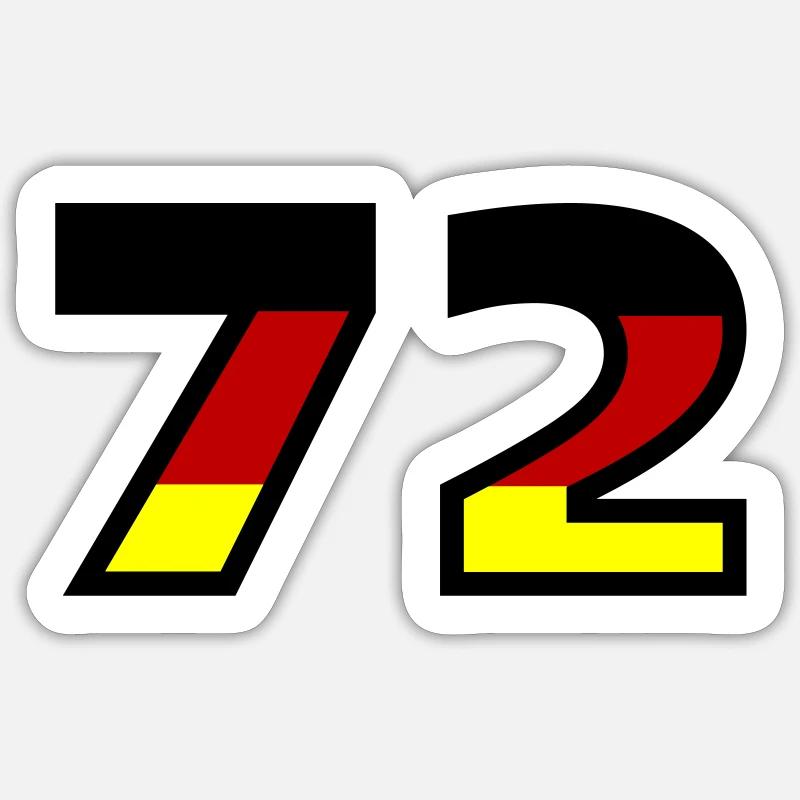 72 Numéro Allemagne Jersey - Sticker taille S (10 x 10 cm) - blanc mat