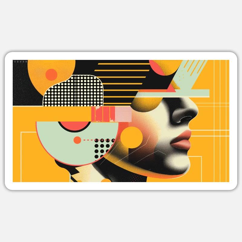 Jeu de visage géométrique - Sticker taille S (10 x 10 cm) - blanc mat