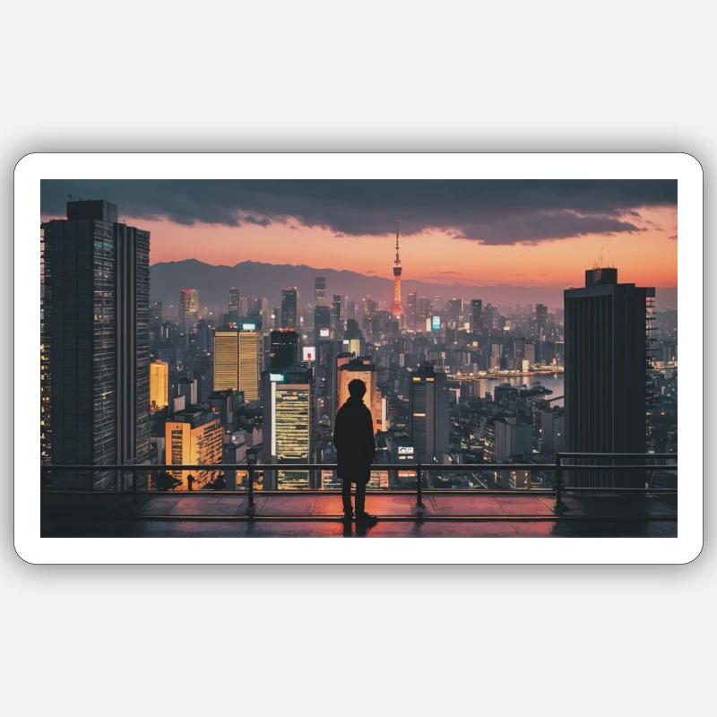 LofiCityView - Sticker Größe S (10 x 10 cm) - Mattweiß