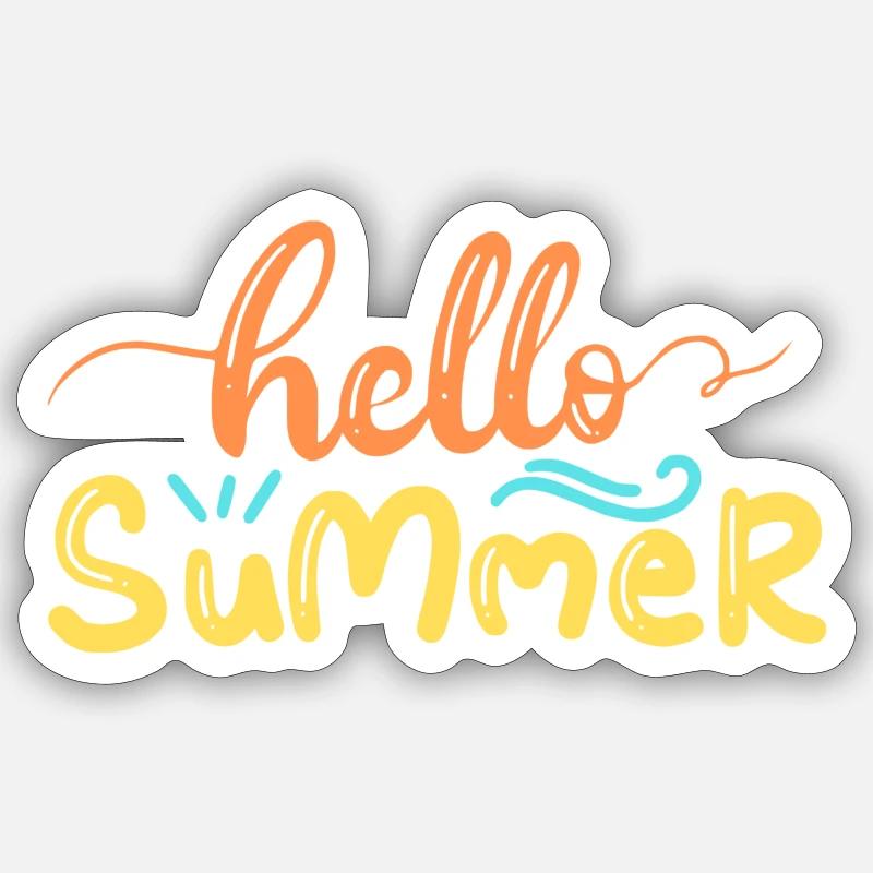 Hello Summer - Sticker Größe S (10 x 10 cm) - Mattweiß