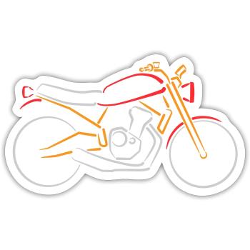 Moto Classique Bike Contours Multicolore - Sticker taille S (10 x 10 cm) - blanc mat - Devant