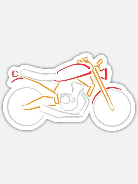 Motorrad Classic-Bike Konturen mehrfarbig - Sticker Größe S (10 x 10 cm) - Mattweiß