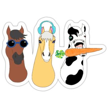 Funky Tierdesign mit bunten Accessoires - Sticker Größe S (10 x 10 cm) - Mattweiß - Vorne