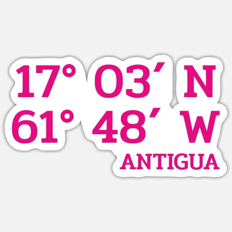 Antigua Coordinates - Coordinates - Caribbean Sticker size S (10 x 10 cm)