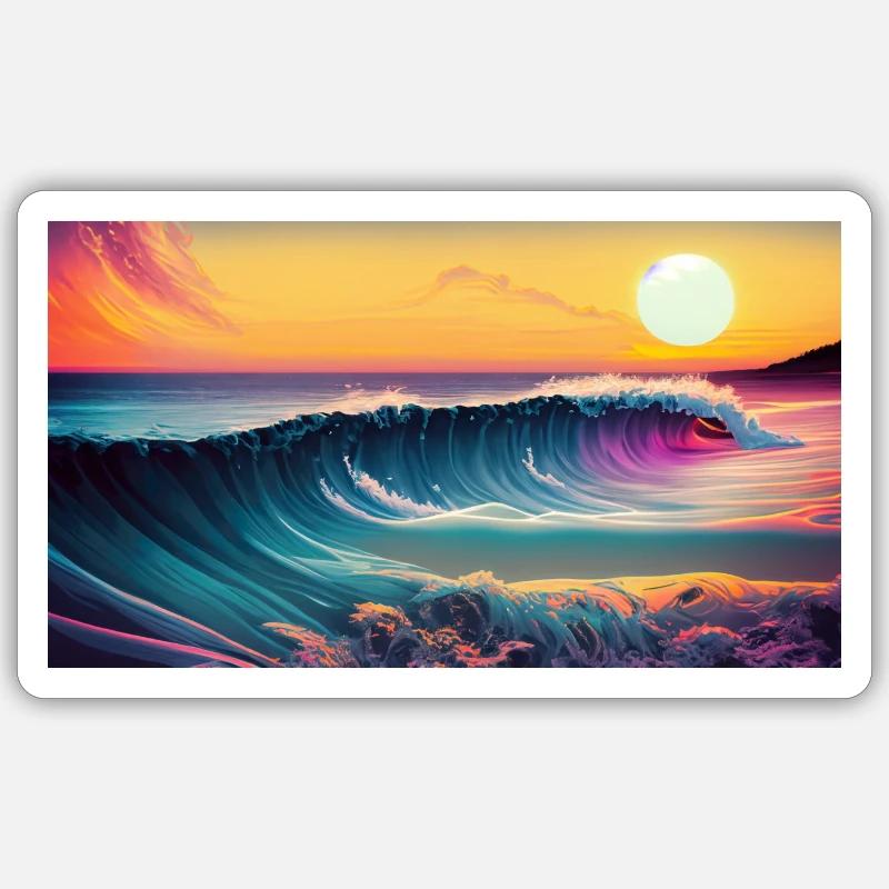 Neon beach - Sticker size S (10 x 10 cm) - white matte