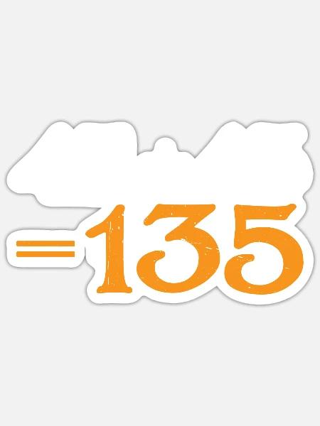 45 + 45 = 135 34 - Sticker Größe S (10 x 10 cm) - Mattweiß