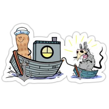 Peanut Sailor Plague Rat Adventure Travel Boat - Sticker size S (10 x 10 cm) - white matte - Front