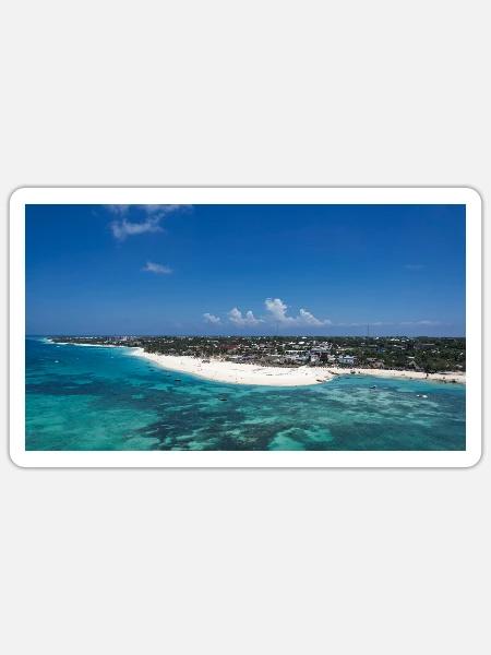 Kendwa Beach Zanzibar Afrika Tansania Luftaufnahme - Sticker Größe S (10 x 10 cm) - Mattweiß