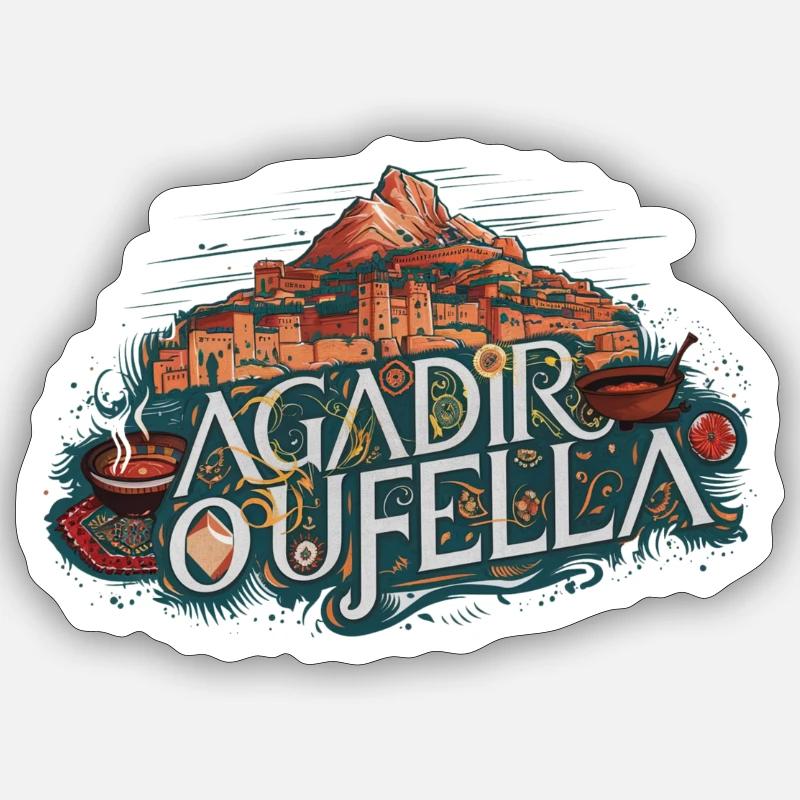 agadir oufella khasba - Sticker taille S (10 x 10 cm) - blanc mat