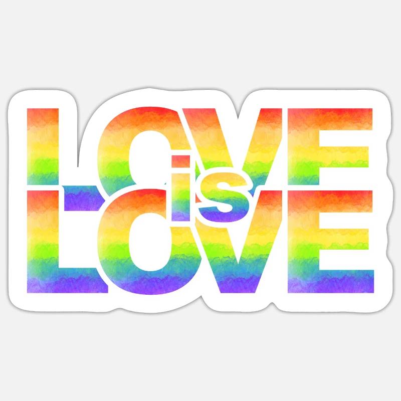Lettrage d’amour arc-en-ciel - Sticker taille S (10 x 10 cm) - blanc mat