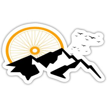 Berge Mountainbike Fahrrad - Sticker Größe S (10 x 10 cm) - Mattweiß - Vorne