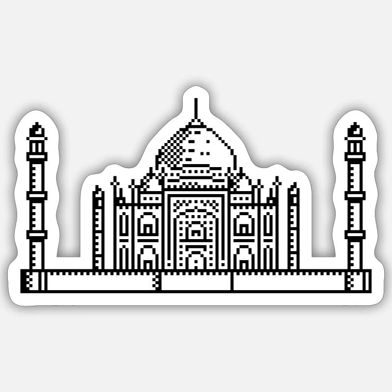 1Bit Pixel Taj Mahal - Sticker Größe S (10 x 10 cm) - Mattweiß