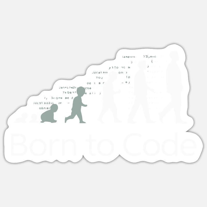 NÉ POUR CODER - Sticker taille S (10 x 10 cm) - blanc mat