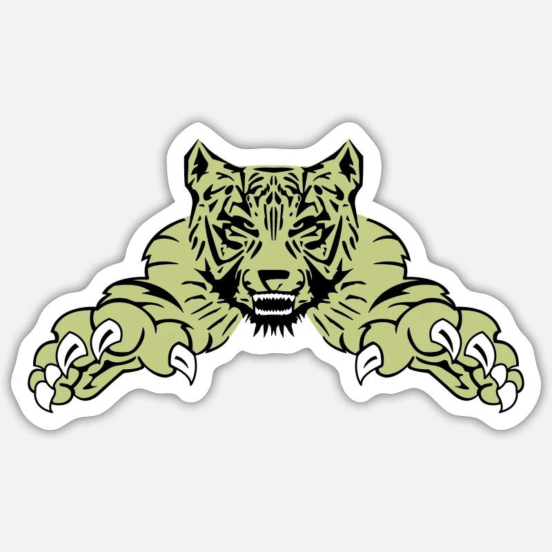 tiger attack - Sticker Größe S (10 x 10 cm) - Mattweiß