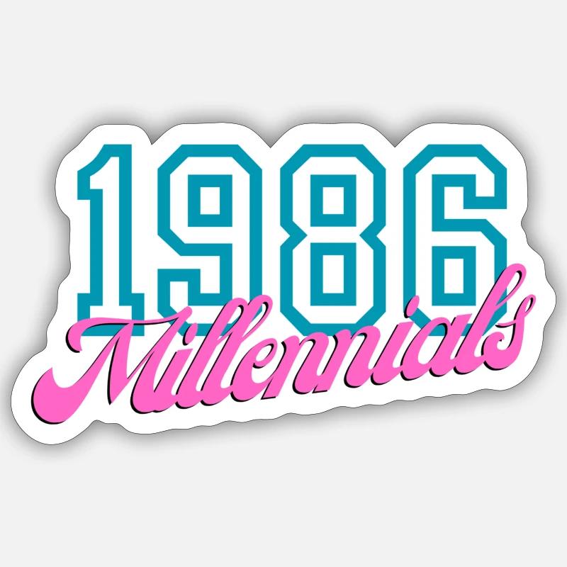 1986 Millennials Retro Numeric Design - Sticker size S (10 x 10 cm) - white matte