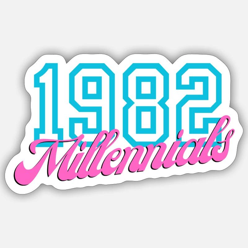 1982 Millennial Retro Numeric Design - Sticker size S (10 x 10 cm) - white matte