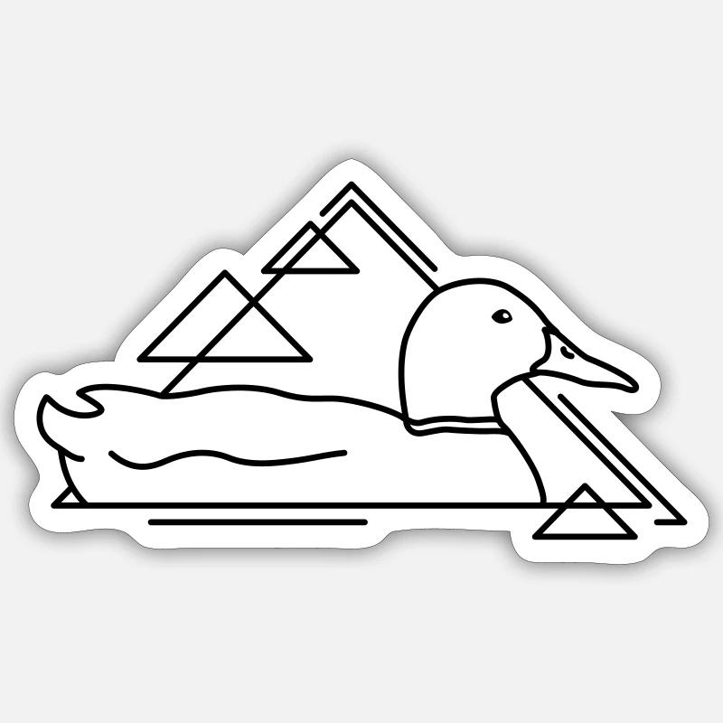 Floating duck in geometric design - Sticker size S (10 x 10 cm) - white matte