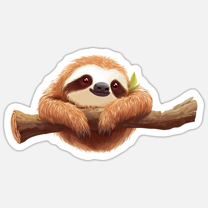 Cute Sloth - Sticker Größe S (10 x 10 cm) - Mattweiß