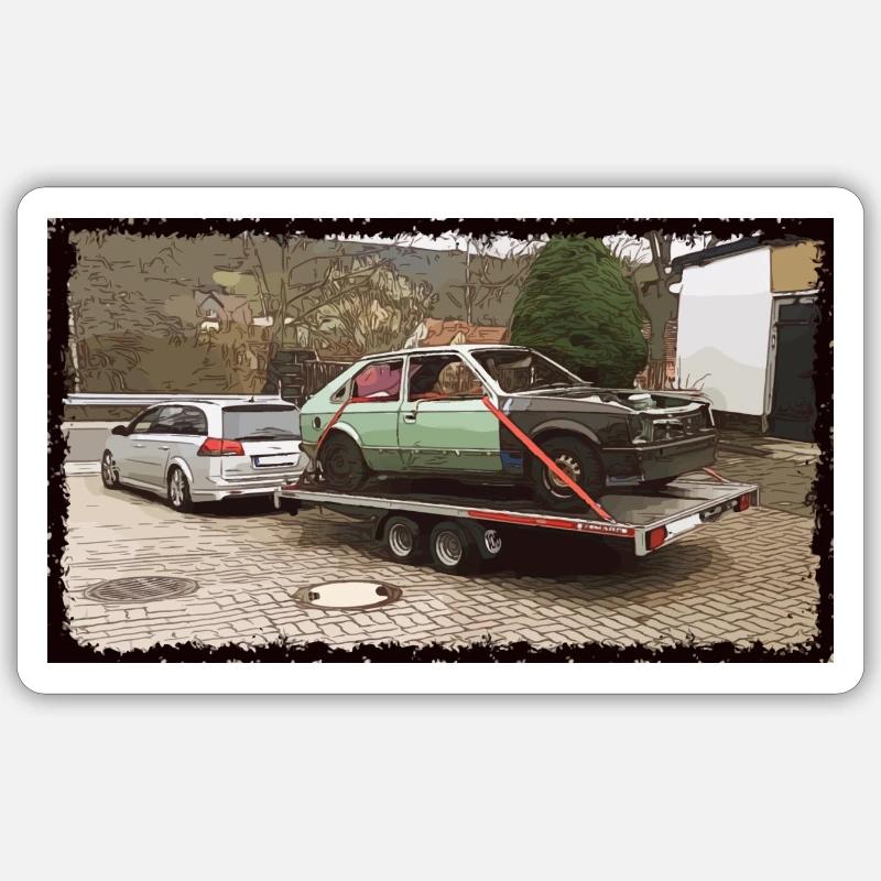 Oldtimer Abschleppen Aufbau Tuning - Sticker Größe S (10 x 10 cm) - Mattweiß