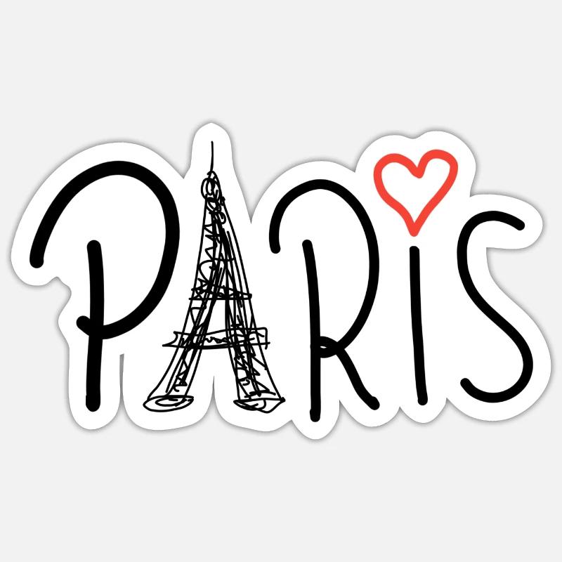 Paris mit Eiffelturm und rotem Herzen - Sticker Größe S (10 x 10 cm) - Mattweiß