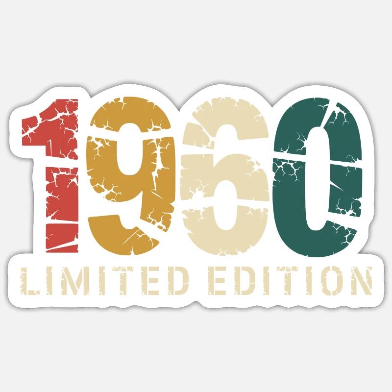 1960 Vintage Édition Limitée - Sticker taille S (10 x 10 cm) - blanc mat