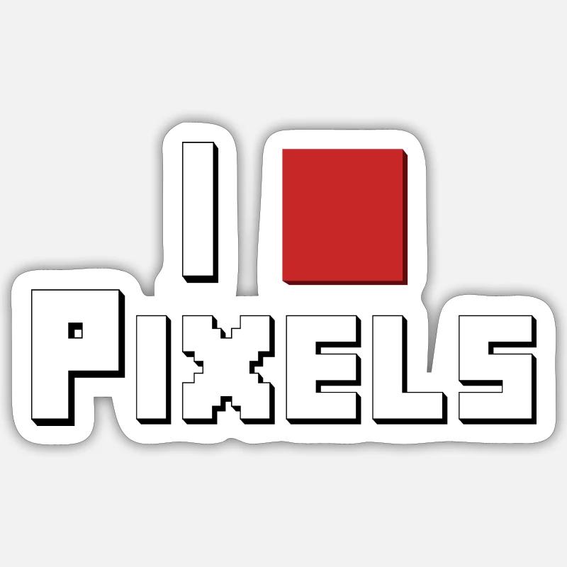 J’adore les Pixels - Sticker taille S (10 x 10 cm) - blanc mat