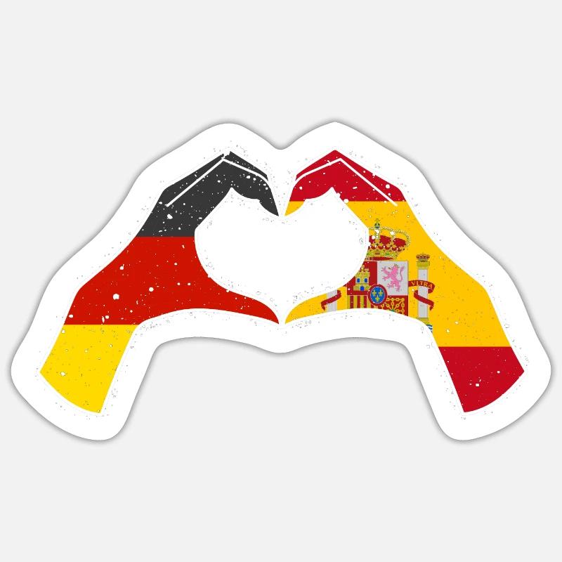 Spanier Deutschland Spanien - Sticker Größe S (10 x 10 cm) - Mattweiß